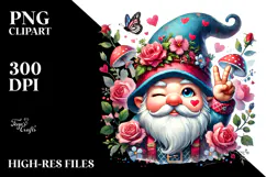 Colorful Valentines Gnome Painting PNG Product Image 2