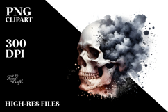 Watercolor Skull Half Splashes PNG Product Image 2