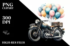 Vintage Dirty Motorcycle Balloons Clipart Product Image 1
