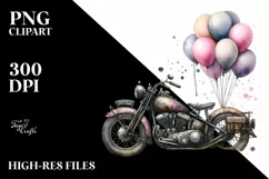 Vintage Dirty Motorcycle Balloons Clipart Product Image 3