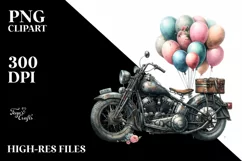 Vintage Dirty Motorcycle Balloons Clipart Product Image 1