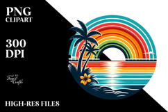 Retro Tropical Rainbow Sunset, PNG Product Image 2