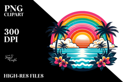 Retro Rainbow Sunset Clipart PNG Product Image 2