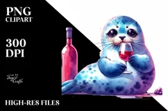 Funny Cute Vibrant Watercolor Seal | Clipart Product Image 3