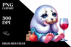Funny Cute Vibrant Watercolor Seal | Clipart Product Image 1