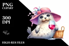 Funny Cute Vibrant Watercolor Seal | Clipart Product Image 1