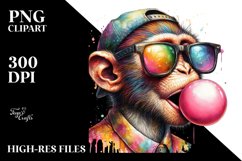 Colorful Monkey Sunglasses Chewing Gum Art Product Image 1