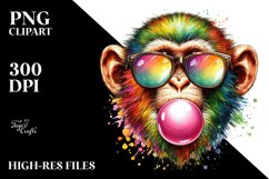 Colorful Monkey Sunglasses Chewing Gum Art Product Image 1