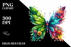 Butterfly with Flowers, Transparent PNG Product Image 3