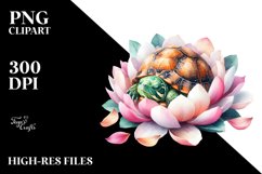 Sleeping Turtle Flower Clipart Product Image 1