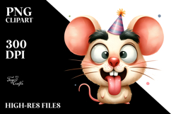 Sarcastic Mouse with Party Hat, PNG Product Image 2