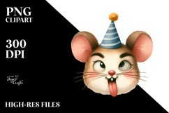 Sarcastic Mouse with Party Hat, PNG Product Image 2