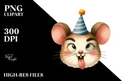 Sarcastic Mouse with Party Hat, PNG Product Image 2