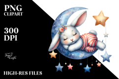 Cute Baby Bunny Sleeping on Moon for Summer Product Image 2