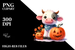 Simple Halloween Baby Cow, Vibrant PNG Product Image 2