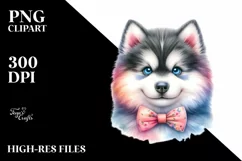 Cute Colorful Siberian Husky Sublimation Clipart Product Image 1