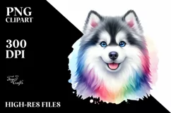 Cute Colorful Siberian Husky Sublimation Clipart Product Image 3
