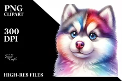 Cute Colorful Siberian Husky Sublimation Clipart Product Image 1