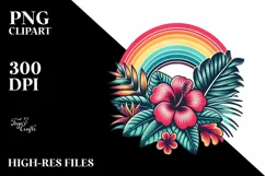 Retro Tropical Flower Rainbow Clipart Product Image 3