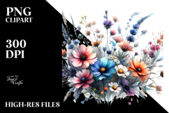 Vibrant Wild Flowers Watercolor PNG Product Image 2