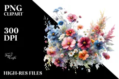Vibrant Wild Flowers Watercolor PNG Product Image 2