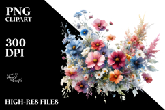 Vibrant Wild Flowers Watercolor PNG Product Image 2