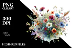 Vibrant Wild Flowers Watercolor PNG Product Image 2