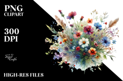 Vibrant Wild Flowers Watercolor PNG Product Image 2