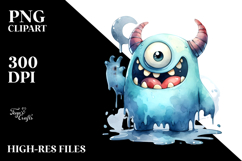 Funny Monster, Washed Watercolor PNG Product Image 2