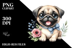 Watercolor Cute Pug with Big Eyes Product Image 2