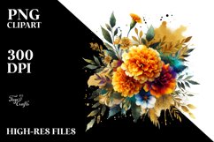 Vibrant Bouquet Gold Foil Marigold Splash | Sublimation | Product Image 1