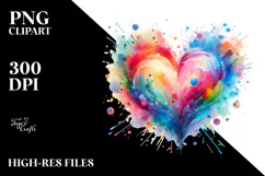 Colorful Paintbrush Style Heart PNG Product Image 2
