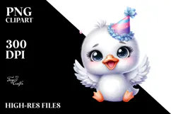 Cute Baby Swan with Party Hat, PNG Product Image 2