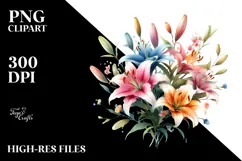 Colorful Lily Watercolor Design, Transparent PNG Product Image 2