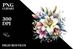 Vibrant Lily Watercolor Design, High-Res PNG Product Image 2