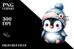 Energetic Baby Penguin in Watercolor PNG Product Image 2