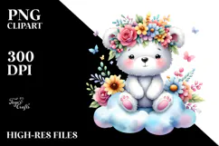 Cartoon-Style Watercolor Bear PNG Product Image 2