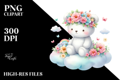 Pastel Bear Sitting PNG Product Image 2