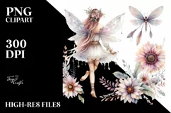 Detailed Watercolor Boho Fairy Clipart Product Image 1