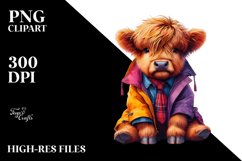 Sitting Highland Cow PNG Product Image 1