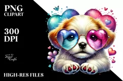 Colorful Puppy with Sunglasses, Transparent PNG Product Image 2
