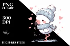 Cute Flamingo Sleigh Hearts PNG Product Image 3