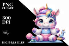 Cute Baby Unicorn Yoga Instructor | Sublimation | Clipart Product Image 1