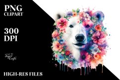 Vibrant Artistic Watercolor Polar Bear Clipart Product Image 1