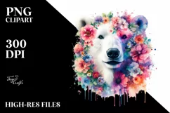 Vibrant Artistic Watercolor Polar Bear Clipart Product Image 1
