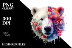 Vibrant Artistic Watercolor Polar Bear Clipart Product Image 3