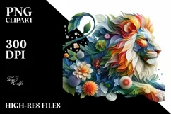 Lion with Flowers, Transparent PNG Product Image 3