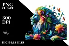 Lion with Flowers, Transparent PNG Product Image 1