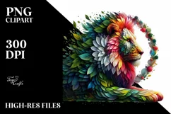 Lion with Flowers, Transparent PNG Product Image 1
