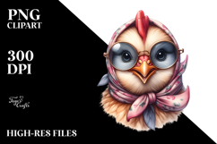 Whimsical Chicken Portrait with Sunglasses, Transparent PNG Product Image 2